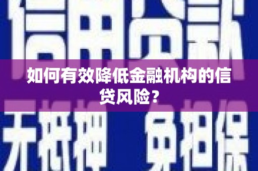黔东南如何有效降低金融机构的信贷风险？