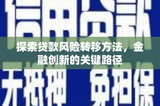 黔东南探索贷款风险转移方法，金融创新的关键路径