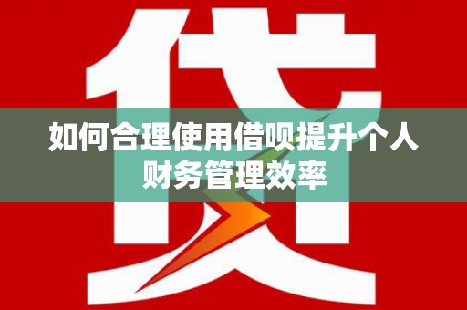 黔东南如何合理使用借呗提升个人财务管理效率