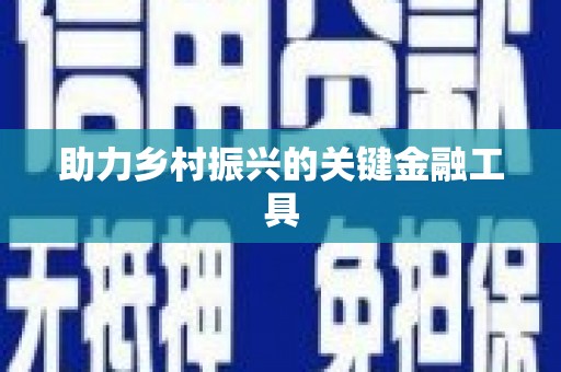 黔东南助力乡村振兴的关键金融工具