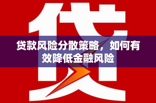 黔东南贷款风险分散策略，如何有效降低金融风险