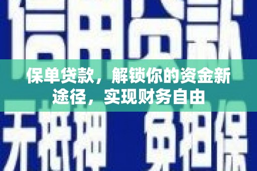 黔东南保单贷款，解锁你的资金新途径，实现财务自由
