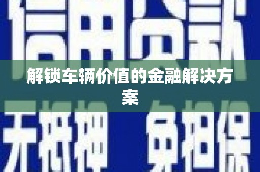 黔东南解锁车辆价值的金融解决方案