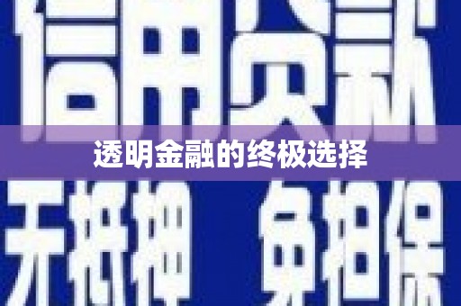 黔东南透明金融的终极选择